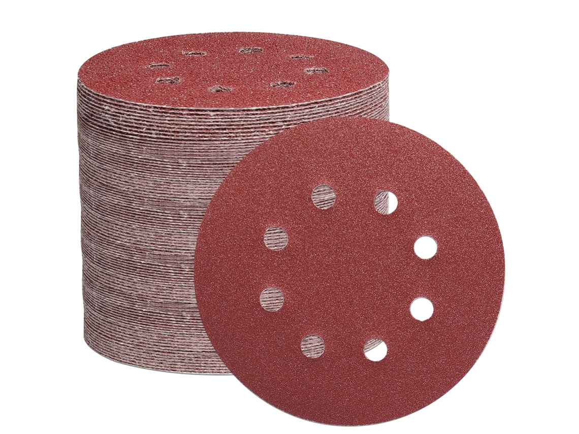Lixa de 8 furos de 105 x 125 mm, ideal para lixar e polir com lixadeira orbital aleatória (grão 40/60/80/150/240/320/600)