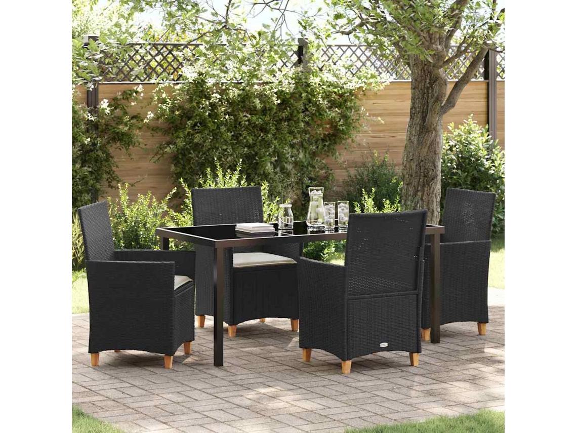 Vidaxl Conjunto de Jantar para Jardim 5 Pcs Preto Vime Pe