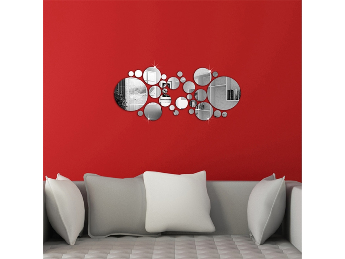 30 peças de espelhos redondos removíveis para decoração de paredes no quarto, casa de banho e sala LAXISCREED