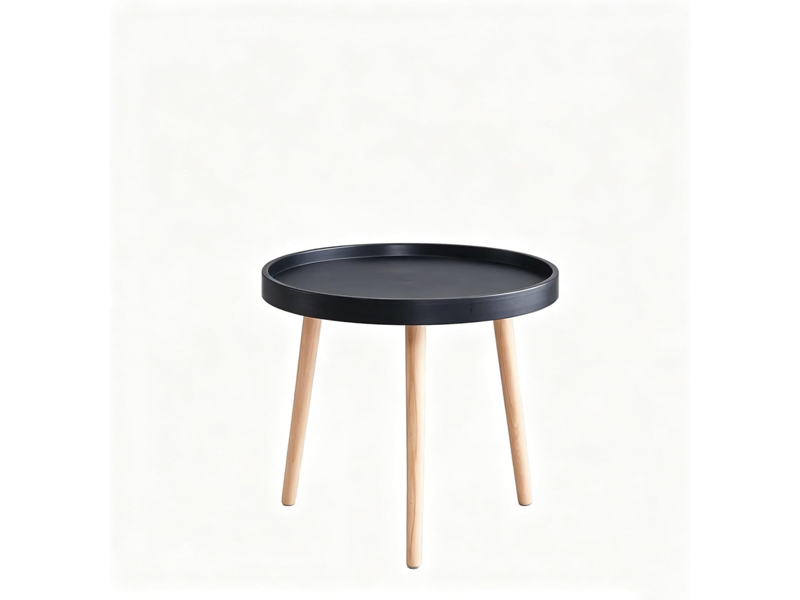 Mesa Lateral Redonda Estilo Escandinavo, Design Minimalista para Diversos Ambientes ESSÊNCIACASA
