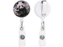 Porta Crachá Retrátil Com Chaveiro E Clipe, Com Estampa De Panda E Flor Design Divertido Charmoso, Ideal O Trabalho