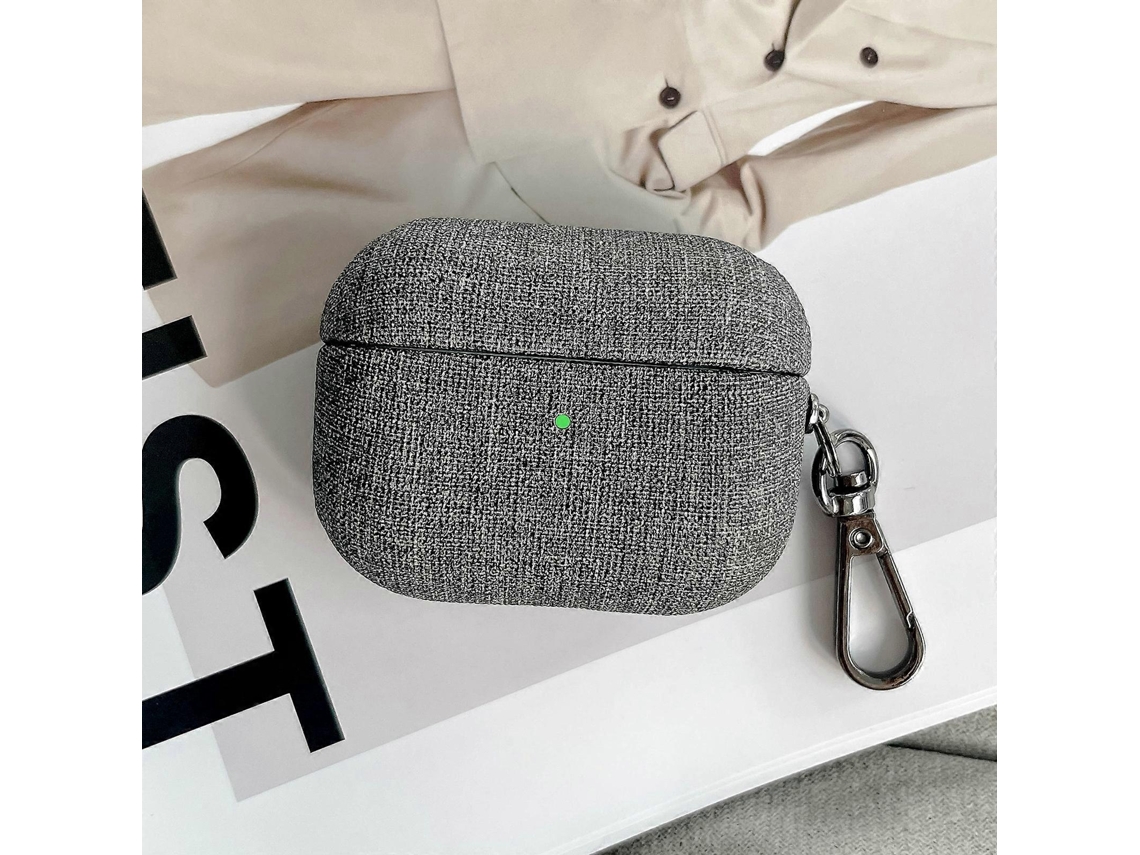 Estojo Para Fones De Ouvido Airpods Pro Com Textura De Tecido Fino E Gancho Integrado.