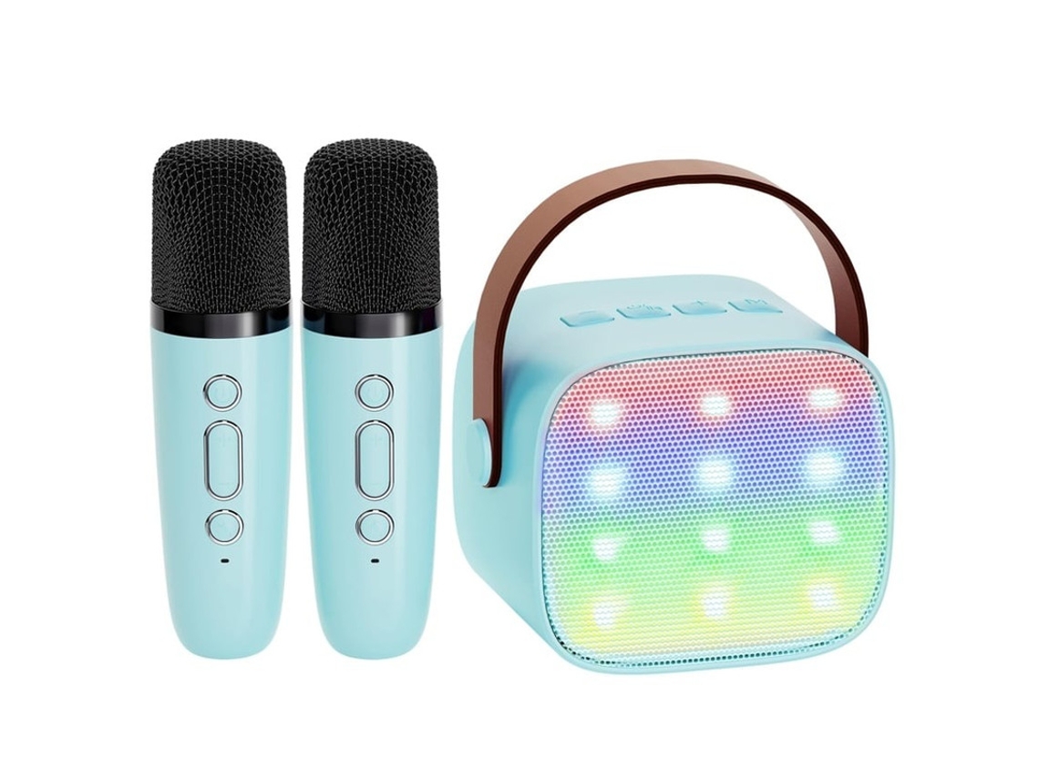 Mini Máquina De Karaokê Com 2 Microfones Sem Fio Para Crianças E Adultos Yizhood (azul)