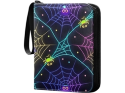 Neon Webs Pastas Pretas Com 4 Bolsos Cartas Colecionáveis, Organizadoras A Maioria Das Cartas De Tamanho