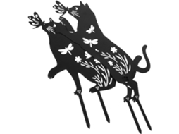 Conjunto De 2 Estacas Decorativas Com Animais Para Decoração De Pátio Externo Em Metal. Gokoco