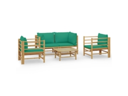 Maison Exclusive - 5 Pcs Conjunto Lounge De Jardim Bambu C/ Almofadões Verdes