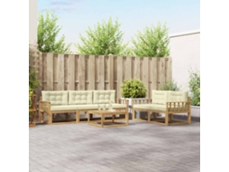 Vidaxl Conjunto De Sofás Para Exterior 6 Unid. Branco E Creme