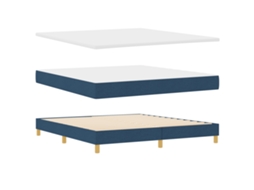 Conjunto 1 Cama Box Vidaxl Azul Tecido (200 X 180 Cm)