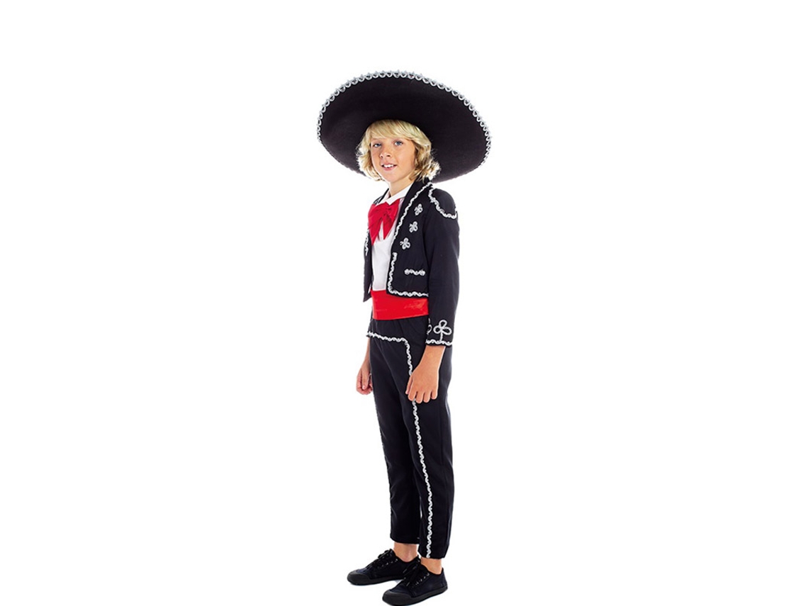 Fato de Menino PARTILANDIA Mariachi Mexicano Preto e Vermelho (Tam.: 10-12 anos)