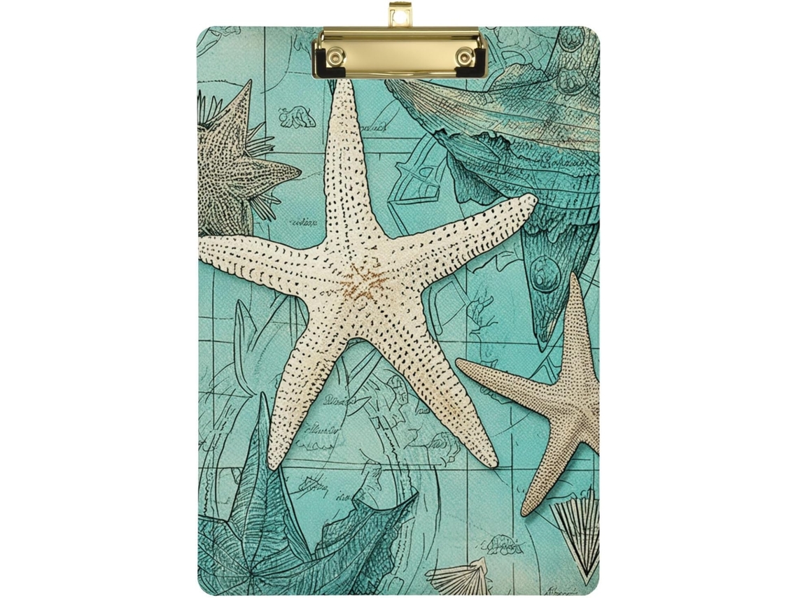 Conjunto Prancheta Clássico com Estrela do Mar e Coral, em Acrílico, Impermeável, Infantil