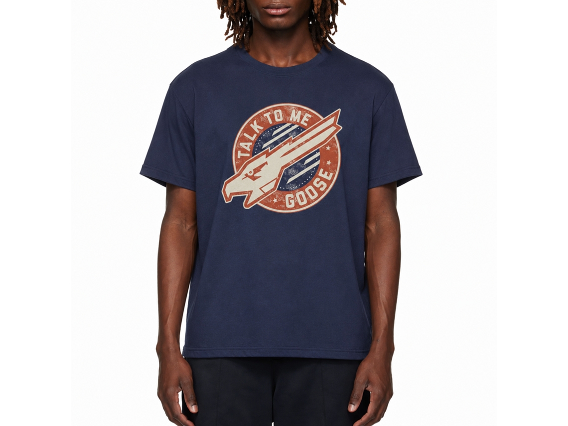 Rockinstone Top Gun Talk To Me Goose Navy T-shirt Size:l