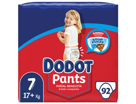 Fraldas Cueca DODOT Pants (Tam: 7 - 17kg+ - 92 Unidades - Pack 4x23 Unidades)