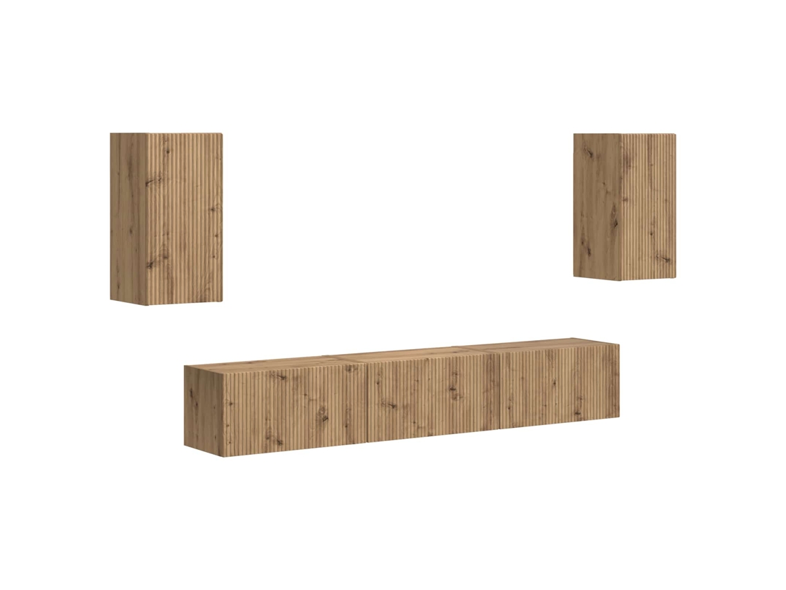 Conjunto Móvel Tv Carvalho Artesanal MAISON EXCLUSIVE 5 Peças