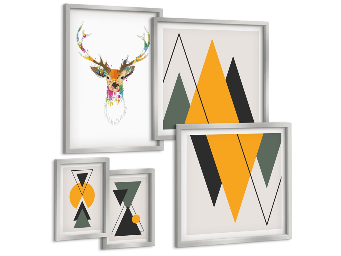 Conjunto De Pinturas Estilo Boho Motivos Coloridos Espelharte (5 Peças)