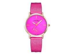 Relógio de Pulso Feminino Casual Simples Quartzo Pulseira Plástica Rosa Vermelho