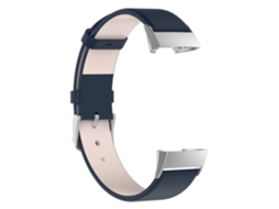 Cinto de Substituição de Relógio de Couro para Smartwatch Fitbit Charge3 Azul Escuro EOOCOO