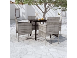 Vidaxl 5 Pcs Conjunto De Jantar Jardim Com Almofadões Cinzento/preto