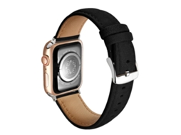 Bracelete para Apple Watch 44/45/46/49mm couro genuíno camurça dupla face preto XIAOMOYU