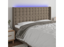 Vidaxl Cabeceira Cama C/ Led Tecido 163x16x118/128cm Cinza-acastanhado