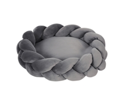 Cama Pequenos Lavável De Estimação Redonda Com Almofada Independente 55x55x14 Cm Cinza