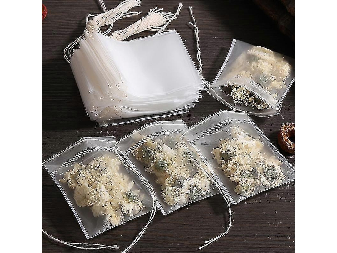 100 Saquinhos De Chá Descartáveis ​​de Tecido Não Com Cordão Fechamento Selado A Quente, Próprios Para Alimentos, 10*12cm