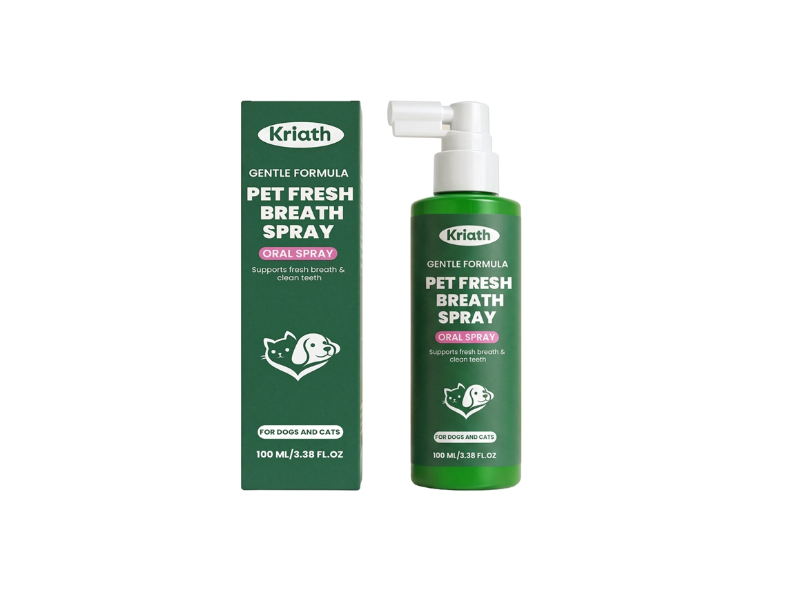 Spray de Bafo Fresco Kriath Pet Ingredientes Suaves Cuidado Dental Limpeza Diária