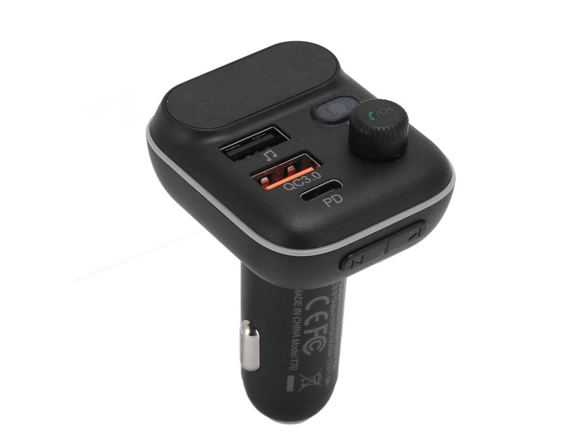 Aetheria transmissor Fm Bluetooth 5.0 Carro com Carregamento Rápido Pd/qc3.0 e Reprodução Multifuncional