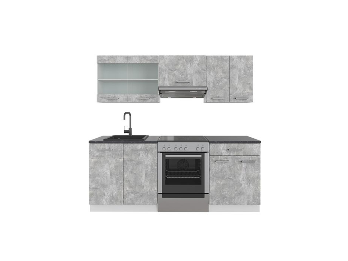 Cozinha R-Line, 200 cm sem bancada, Betão/branco, VICCO