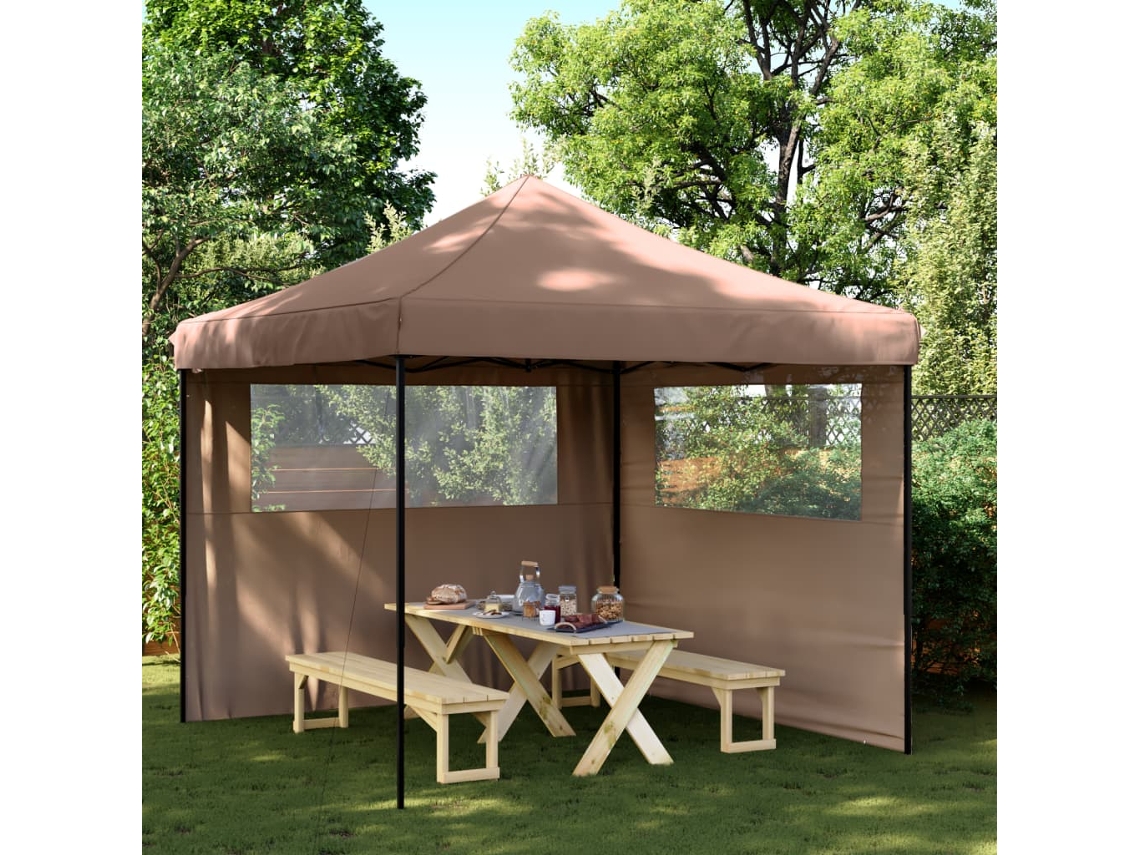 Vidaxl Tenda P/ Festas Pop-up Dobrável Com 2 Paredes Laterais Castanho