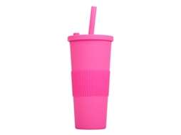 Copo de Plástico Plano Reutilizável de 24Oz com Tampa e Palhinha NEVEANCE
