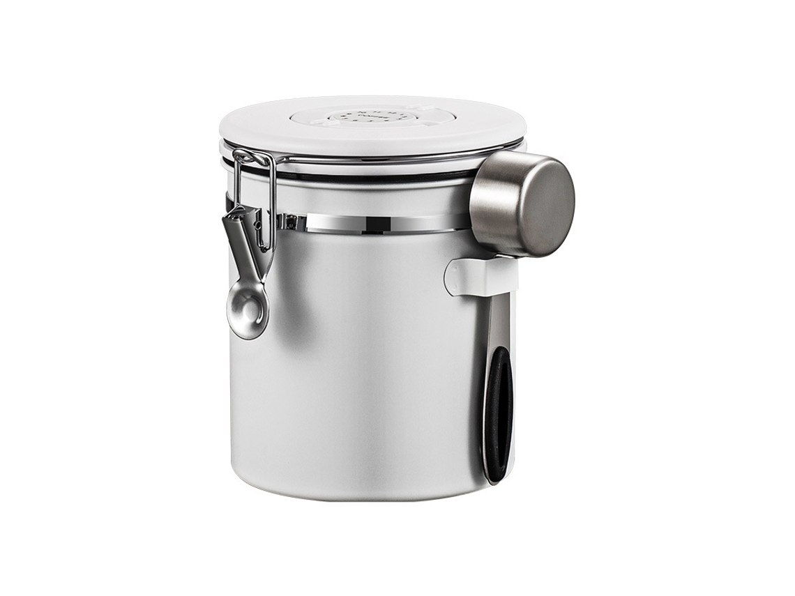 Recipiente Para Café 1500 Ml, Caixa Para Grãos De Café Em Aço Inoxidável, Branco