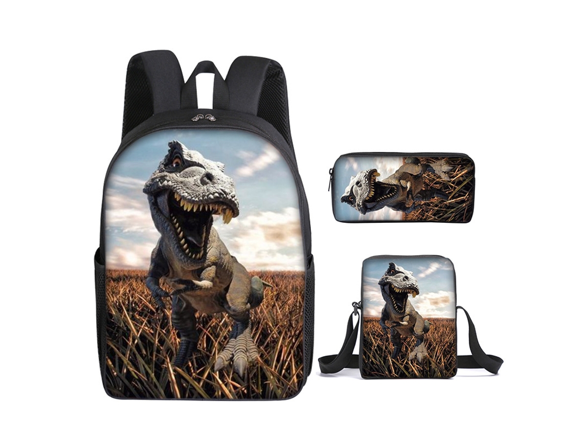 Mochila KOHREE Estudantil Dinossauro Conjunto de Três Peças