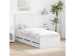 Vidaxl Estrutura da Cama Branco 75 X 190 Cm Madeira de Engenharia