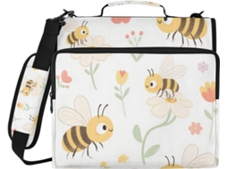 Carteira Com Zíper Com 3 Argolas, 3,8cm 1,5 Polegadas, Abelhas Estampa Floral Em Aquarela, Alça, Bolsas Diversas
