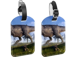 Conjunto De 2 Etiquetas Bagagem Em Couro Sintético Proteção Privacidade Dinossauros