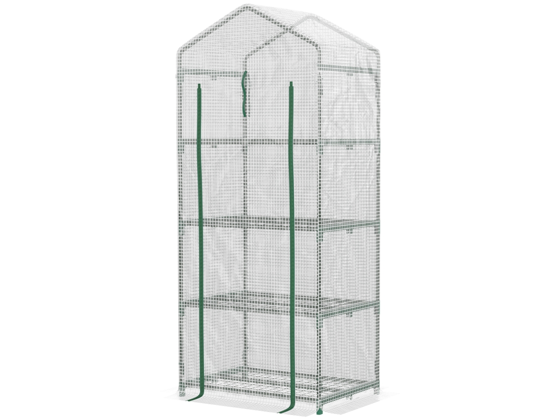 Estufa De Branco Jardim Com 4 Prateleiras E Cobertura Pe Aço Para Cultivo Plantas Flores 70x50x160cm