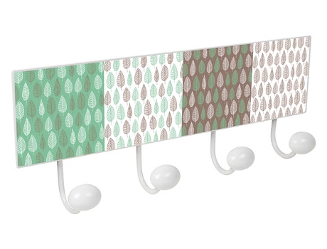 Cabide de parede com 4 puxadores de metal/porcelana NESU