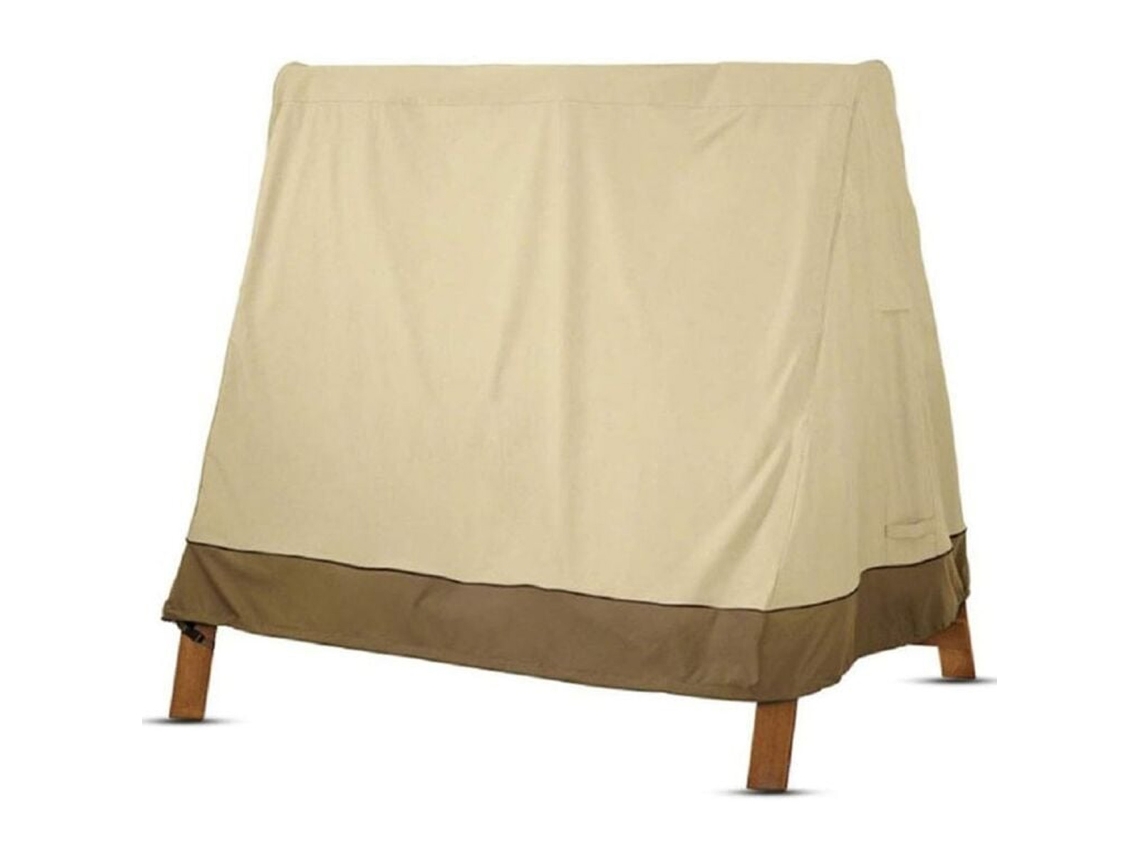 Capa Impermeável Para Baloiço De Jardim De 3 Lugares, Tecido Oxford 210d, Resistente Aos Raios Uv, Bege, Dimensões: 182 X 139 X 170 Cm