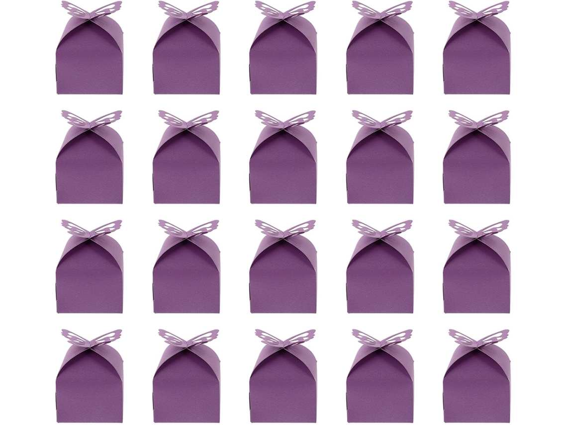 Caixas De Papel Roxas 50 Unidades Embalagem Decorativa E Delicada Para Doces Casamento Design Borboleta Adequadas