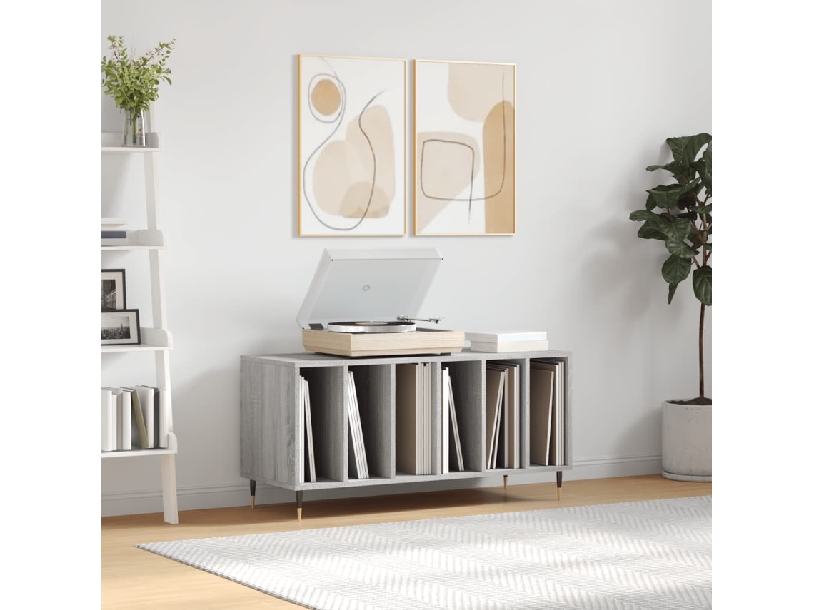Vidaxl Armário P/ Discos 100x38x48cm Derivados Madeira Cinzento Sonoma