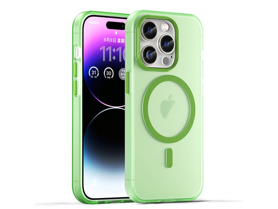 Capa Híbrida Translúcida Para Iphone 14 Pro - Tpu E Pc Com Magsafe | Fosca - Verde