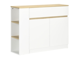 Unidade De Armazenamento Compacta, 2 Gavetas, 3 Prateleiras Abertas E Armário De 2 Portas, 110x29,5x82cm, Branca