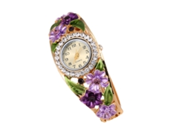 Relógio de Pulso Feminino Elegante com Quartzo e Strass Pulseira de Liga 4