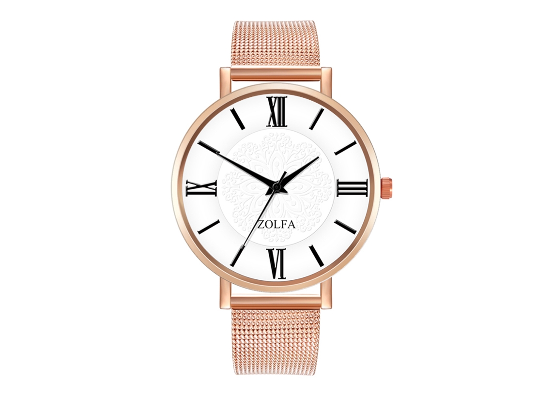 Reloj De Cuarzo Analógico De Pulsera Casual Con Correa De Malla Zhoulianfa (oro Rosa)