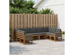 Vidaxl Conjunto De Sofás Para Exterior 9 Unid. Natural E Antracite