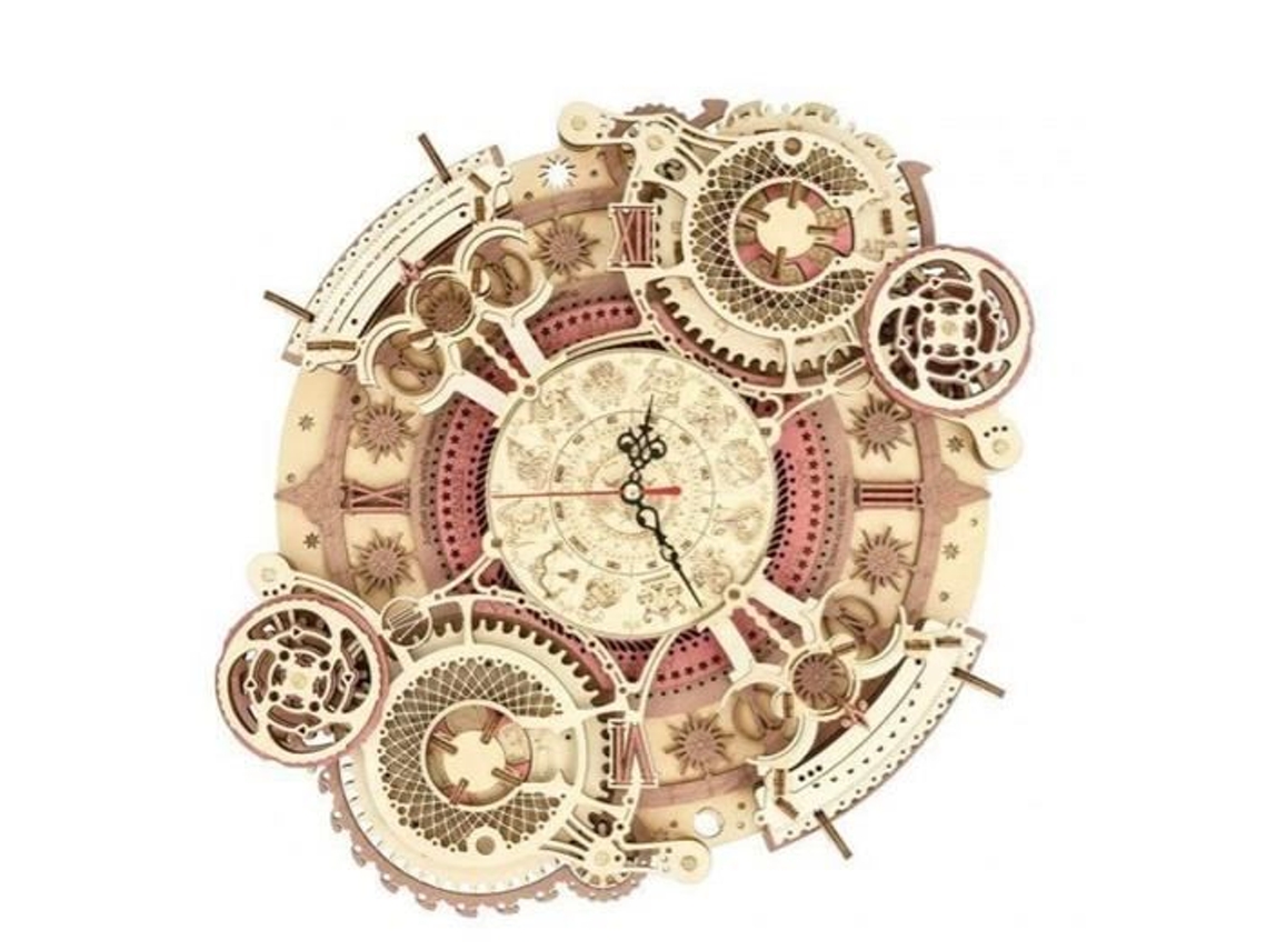 Kit de construção de relógio de parede Robotime Zodiac 33,5 x 5,5 cm Madeira