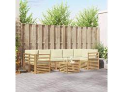 Vidaxl Conjunto De Sofás Para Exterior 8 Pcs Branco E Creme Poliéster