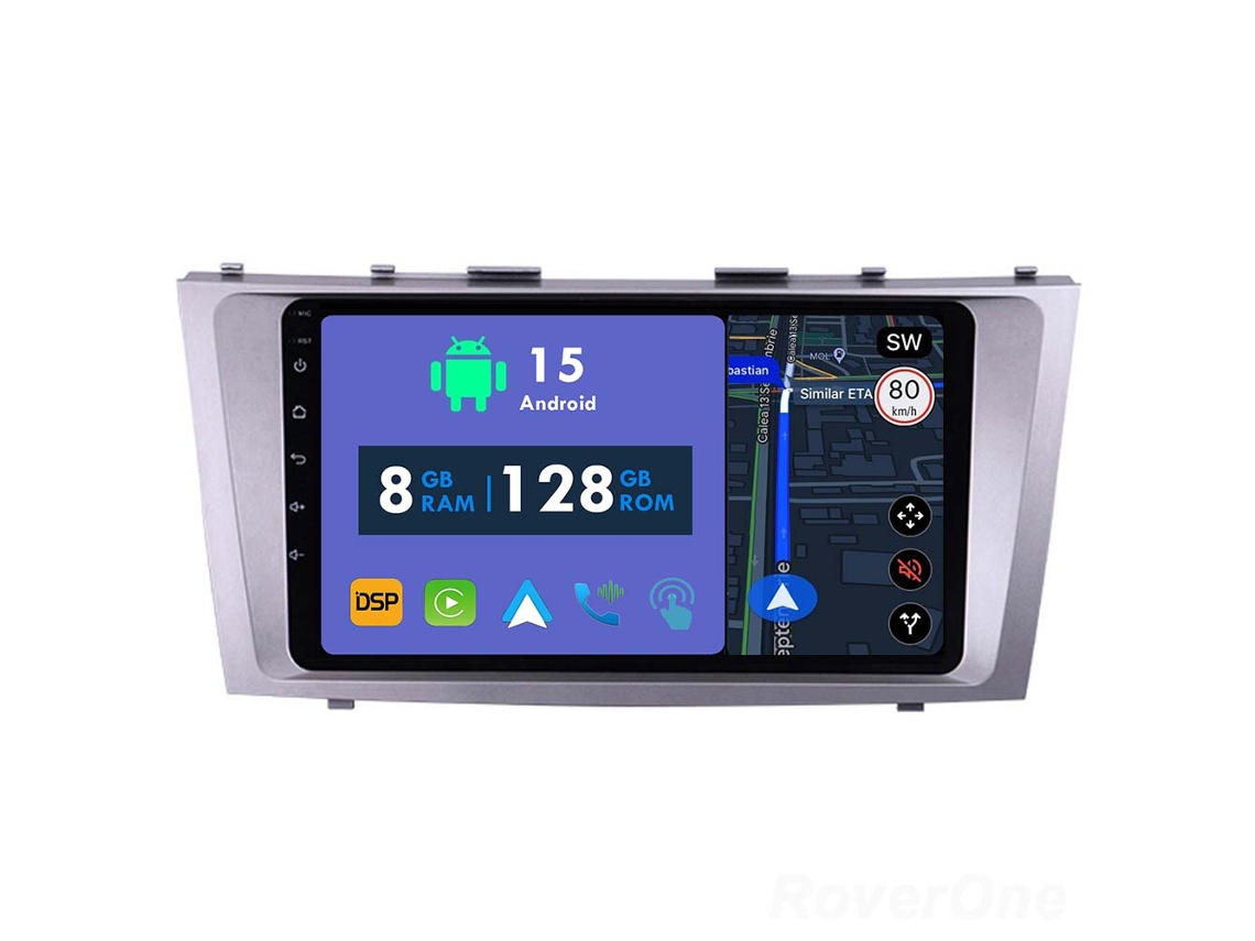 Auto Rádio Carro Bluetooth Autoradio 8GB RAM 128G ROM CarPlay Navegação GPS Ecrã Táctil RoverOne para Toyota Camry 6 XV 40 50 2006-2011  
