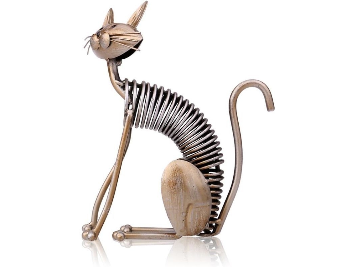 Escultura de metal Gato de arte de ferro decorativo Nova Line para casa móveis artesanato S/MARCA
