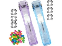 Dispensador de Clips Portátil Jojofuny, 1 conjunto com 300 Clips Reutilizáveis Multicoloridos (Vermelho, Azul e Branco)